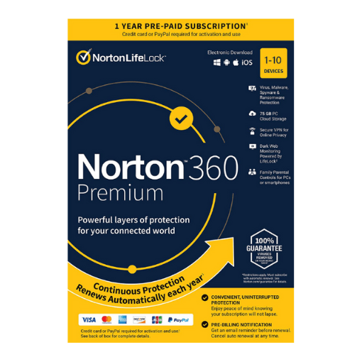 Norton 360 Premium | Comprehensive Malware Protection | 1-3 Devices | 1-3 Years License